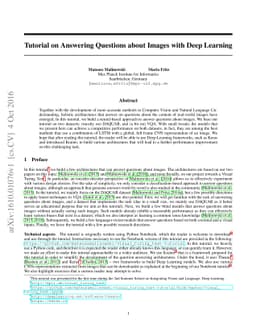 Tutorial on Answering Questions about Images with Deep Learning