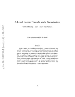 A Local Inverse Formula and a Factorization