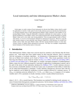 Local stationarity and time-inhomogeneous Markov chains