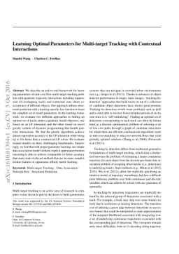 Learning Optimal Parameters for Multi-target Tracking with Contextual
  Interactions