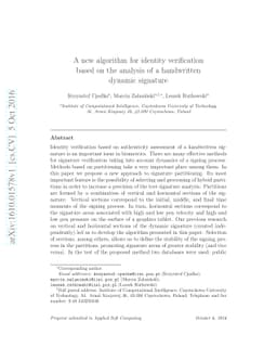 A new algorithm for identity verification based on the analysis of a
  handwritten dynamic signature