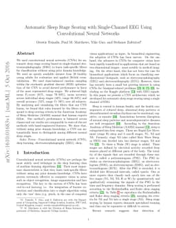 Automatic Sleep Stage Scoring with Single-Channel EEG Using
  Convolutional Neural Networks