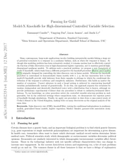 Panning for Gold: Model-X Knockoffs for High-dimensional Controlled
  Variable Selection