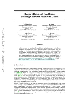 ResearchDoom and CocoDoom: Learning Computer Vision with Games