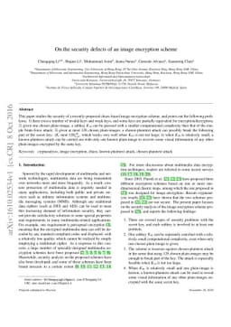 On the security defects of an image encryption scheme