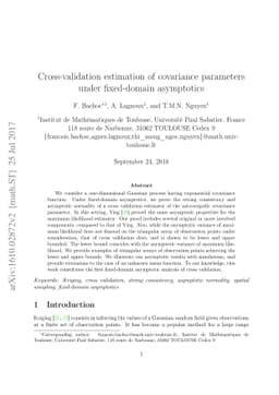 Cross-validation estimation of covariance parameters under fixed-domain
  asymptotics