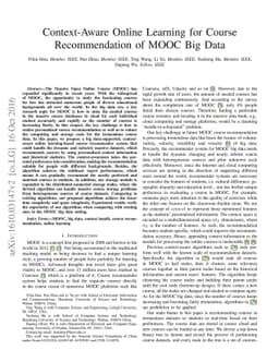 Context-Aware Online Learning for Course Recommendation of MOOC Big Data