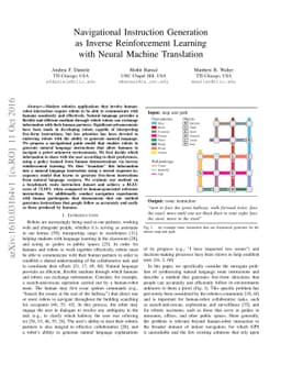 Navigational Instruction Generation as Inverse Reinforcement Learning
  with Neural Machine Translation