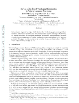 Survey on the Use of Typological Information in Natural Language
  Processing
