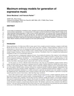 Maximum entropy models for generation of expressive music