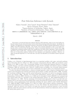 Post Selection Inference with Kernels