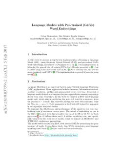 Language Models with Pre-Trained (GloVe) Word Embeddings