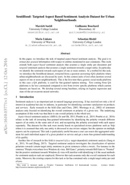 SentiHood: Targeted Aspect Based Sentiment Analysis Dataset for Urban
  Neighbourhoods