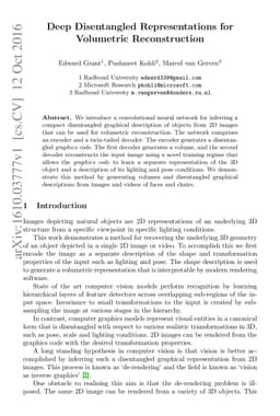 Deep disentangled representations for volumetric reconstruction
