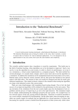 Introduction to the "Industrial Benchmark"