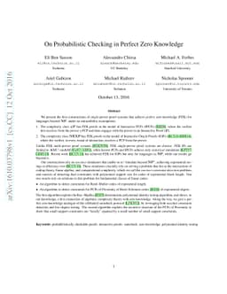 On Probabilistic Checking in Perfect Zero Knowledge