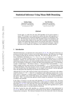 Statistical Inference Using Mean Shift Denoising
