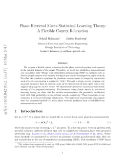 Phase Retrieval Meets Statistical Learning Theory: A Flexible Convex
  Relaxation