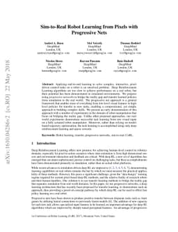 Sim-to-Real Robot Learning from Pixels with Progressive Nets