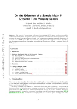 On the Existence of a Sample Mean in Dynamic Time Warping Spaces