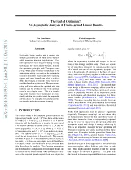 The End of Optimism? An Asymptotic Analysis of Finite-Armed Linear
  Bandits