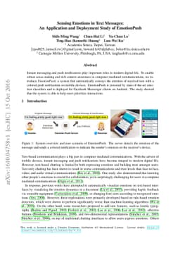 Sensing Emotions in Text Messages: An Application and Deployment Study
  of EmotionPush
