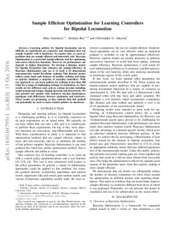 Sample Efficient Optimization for Learning Controllers for Bipedal
  Locomotion