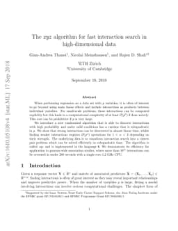The xyz algorithm for fast interaction search in high-dimensional data