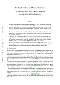 Pre-Translation for Neural Machine Translation