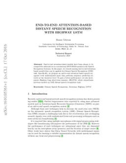 End-to-end attention-based distant speech recognition with Highway LSTM