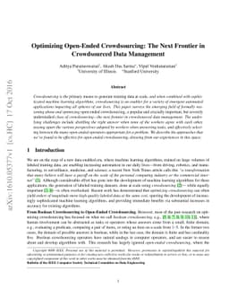Optimizing Open-Ended Crowdsourcing: The Next Frontier in Crowdsourced
  Data Management