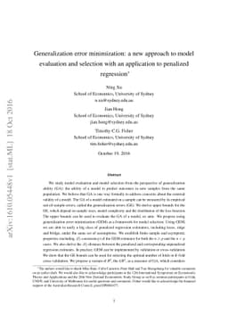 Generalization error minimization: a new approach to model evaluation
  and selection with an application to penalized regression