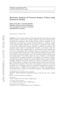 Real-time analysis of cataract surgery videos using statistical models