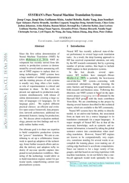 SYSTRAN's Pure Neural Machine Translation Systems