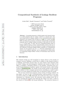 Compositional Synthesis of Leakage Resilient Programs