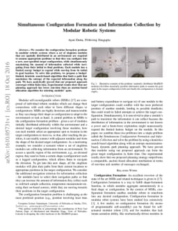 Simultaneous Configuration Formation and Information Collection by
  Modular Robotic Systems