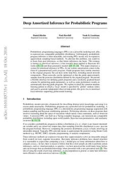 Deep Amortized Inference for Probabilistic Programs