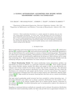 A global optimization algorithm for sparse mixed membership matrix
  factorization