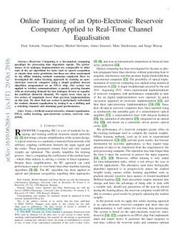 Online Training of an Opto-Electronic Reservoir Computer Applied to
  Real-Time Channel Equalisation