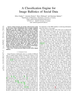 A Classification Engine for Image Ballistics of Social Data