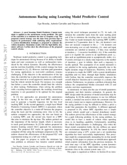 Autonomous Racing using Learning Model Predictive Control