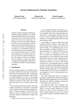 Iterative Refinement for Machine Translation