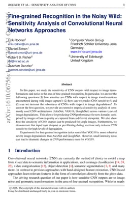 Fine-grained Recognition in the Noisy Wild: Sensitivity Analysis of
  Convolutional Neural Networks Approaches
