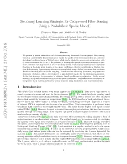 Dictionary Learning Strategies for Compressed Fiber Sensing Using a
  Probabilistic Sparse Model