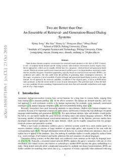 Two are Better than One: An Ensemble of Retrieval- and Generation-Based
  Dialog Systems