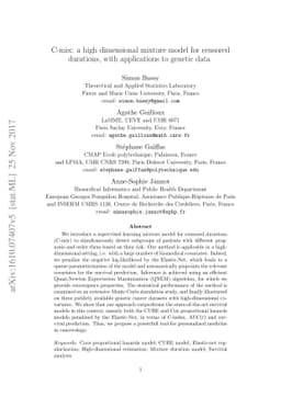 C-mix: a high dimensional mixture model for censored durations, with
  applications to genetic data