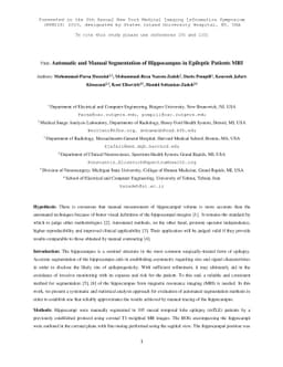 Automatic and Manual Segmentation of Hippocampus in Epileptic Patients
  MRI