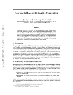 Learning to Reason With Adaptive Computation