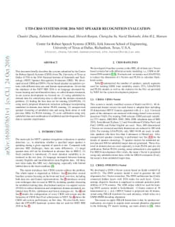 UTD-CRSS Systems for 2016 NIST Speaker Recognition Evaluation