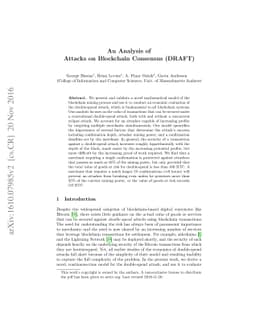 An Analysis of Attacks on Blockchain Consensus
